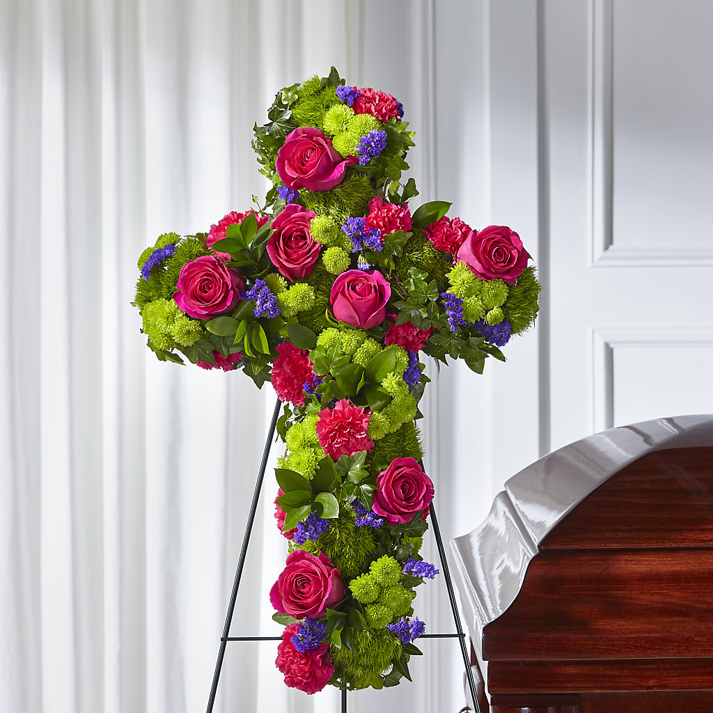 Tribute Rose Floral Cross – LANELLE'S FLORAL DESIGNS, Livonia LA