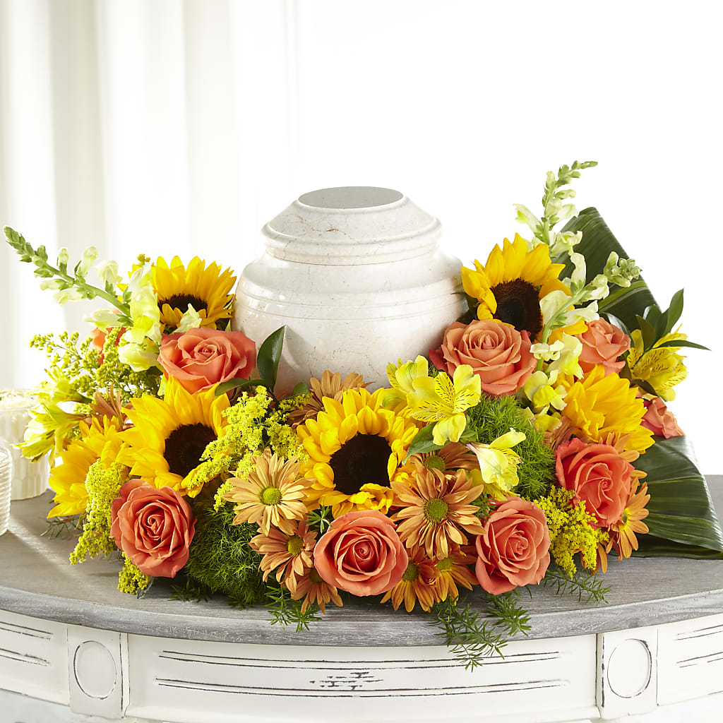 Faithful Sunflower Cremation Adornment – LANELLE'S FLORAL DESIGNS, Livonia LA