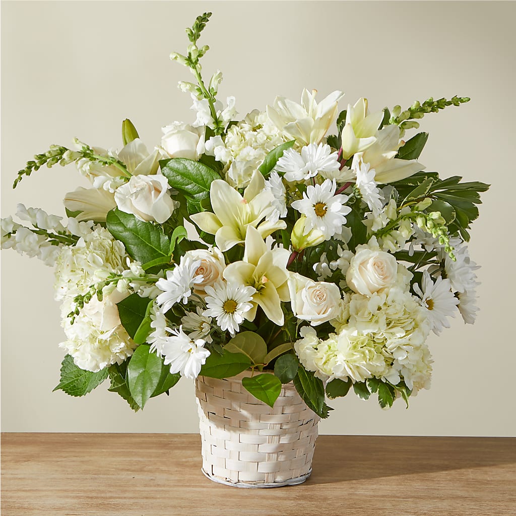 Ivory Elegance Floral Basket – LANELLE'S FLORAL DESIGNS, Livonia LA
