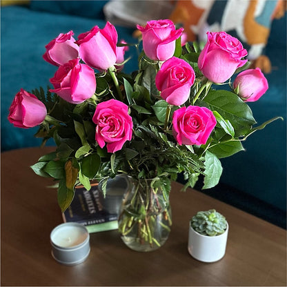 Long Stem Pink Rose Bouquet – LANELLE'S FLORAL DESIGNS, Livonia LA